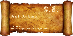 Ungi Barbara névjegykártya